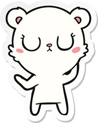 sticker of a peaceful cartoon polar bear