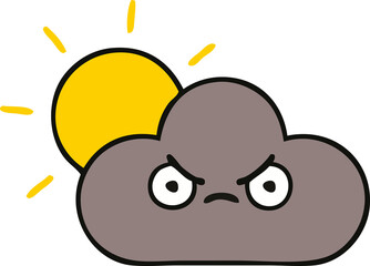 cute cartoon storm cloud and sun
