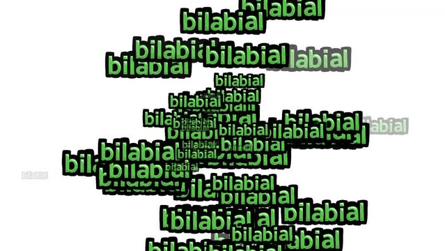 animated video scattered with the words BILABIAL on a white background