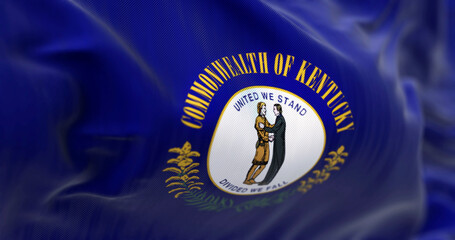 The US state flag of Kentucky waving