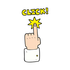 cartoon click sign with finger