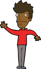 cartoon worried man reaching out