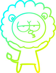 cold gradient line drawing cartoon bored lion