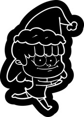 cartoon icon of a smiling woman wearing santa hat