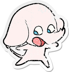 distressed sticker of a cute cartoon elephant