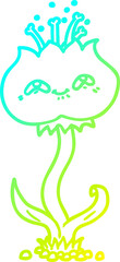 cold gradient line drawing cute cartoon flower