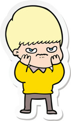 Obraz premium sticker of a annoyed cartoon boy