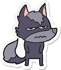 sticker of a cartoon annoyed wolf