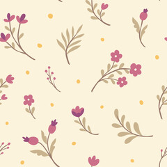 Cute vector floral seamless pattern. Colorful flowers background. Trendy repeat texture for fashion print, wallpaper or fabric.