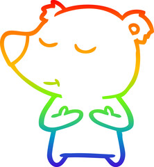 rainbow gradient line drawing happy cartoon bear