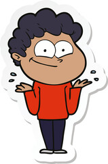 sticker of a cartoon happy man
