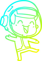 cold gradient line drawing happy cartoon astronaut