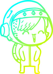 cold gradient line drawing happy cartoon space girl