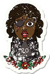 human rogue with natural twenty dice roll grunge sticker