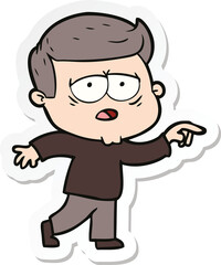 sticker of a cartoon tired man