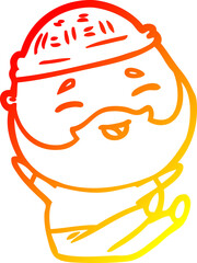 warm gradient line drawing cartoon happy bearded man