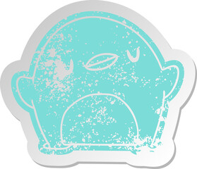distressed old sticker kawaii of a cute penguin