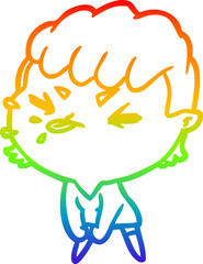 rainbow gradient line drawing cute cartoon rude girl