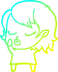 cold gradient line drawing cute cartoon vampire girl