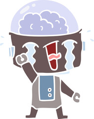 flat color style cartoon crying robot