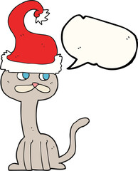 speech bubble cartoon cat wearing christmas hat