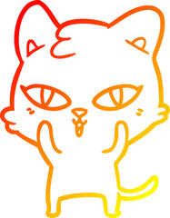warm gradient line drawing cartoon cat