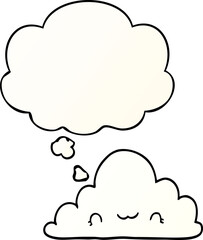cute cartoon cloud and thought bubble in smooth gradient style