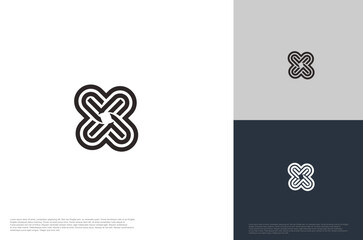 Minimalistic trendy shapes geometric signs logo. Vector design template