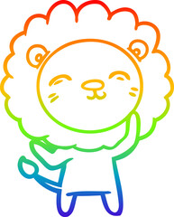 rainbow gradient line drawing cartoon lion