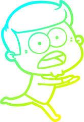 cold gradient line drawing cartoon shocked man