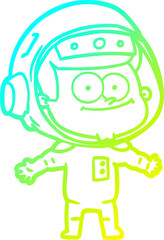 cold gradient line drawing happy astronaut cartoon