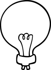 line drawing cartoon light bulb