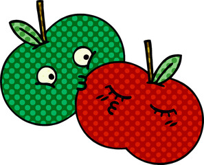 comic book style cartoon juicy apple