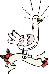 banner with tattoo style sea bird