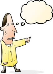 Obraz premium cartoon ugly man pointing with thought bubble