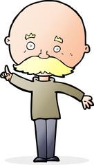 cartoon bald man with idea
