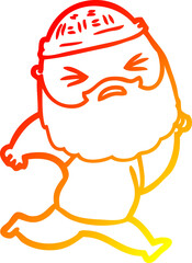 warm gradient line drawing cartoon man with beard