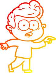 warm gradient line drawing cartoon staring man