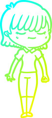 cold gradient line drawing cartoon woman
