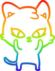 rainbow gradient line drawing cute cartoon cat