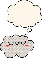 cute cartoon cloud and thought bubble in comic book style