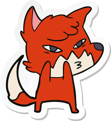 sticker of a clever cartoon fox