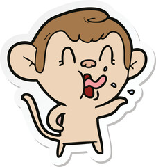 Fototapeta premium sticker of a crazy cartoon monkey