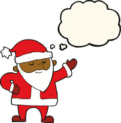 cartoon santa claus with thought bubble