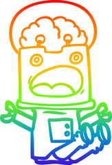 rainbow gradient line drawing cartoon robot