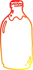 warm gradient line drawing cartoon milk bottle