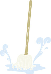 flat color illustration of a cartoon mop