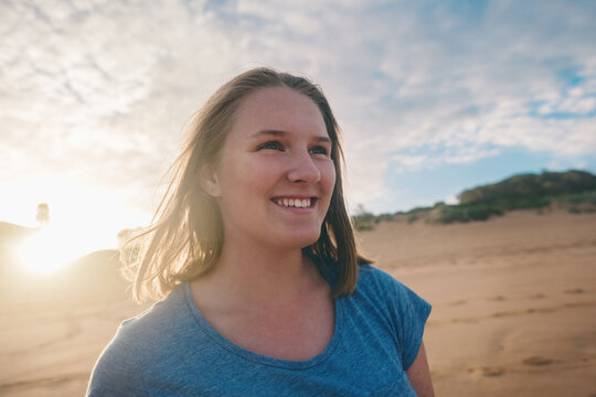portrait of pretty teen at the beach