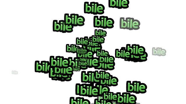 animated video scattered with the words BILE on a white background
