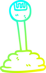 cold gradient line drawing cartoon gear stick
